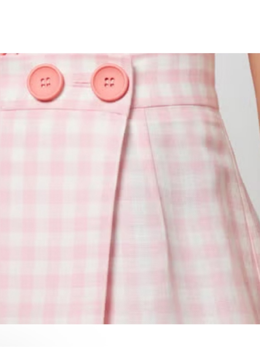 NEW Sleeper Lili Marleen Gingham Pink White Midi Linen Blend Skirt Medium - Picture 3 of 9